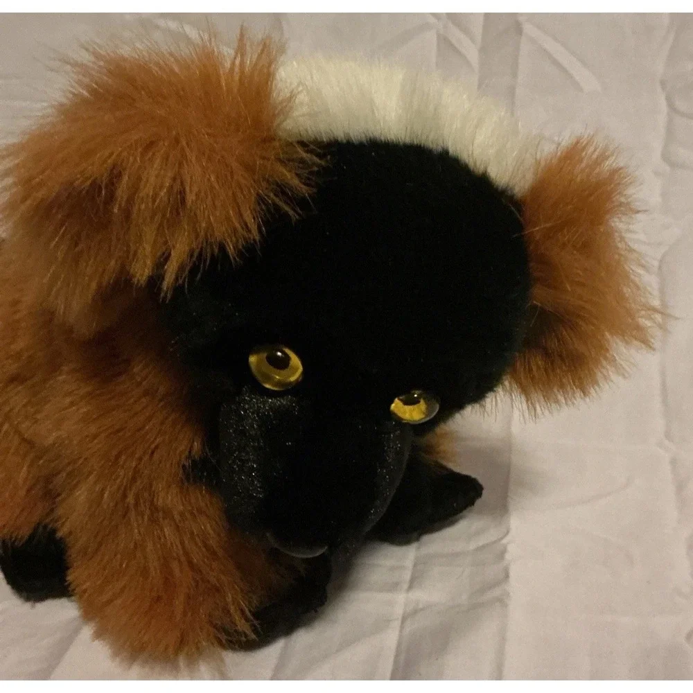 Aurora World Lemur Stuffie Plush Black & Brown Red 8